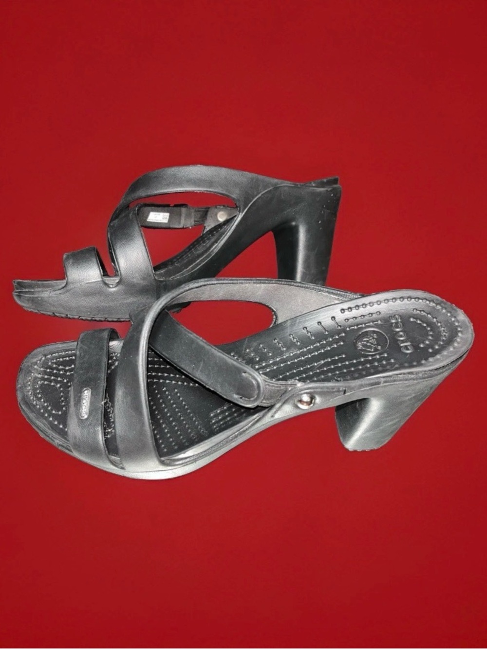 CROCS Black Heeled Sandals